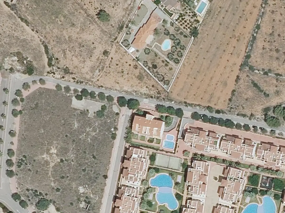 Vue aérienne de la zone des appartements Doña María, à Alcossebre (Alcocéber)