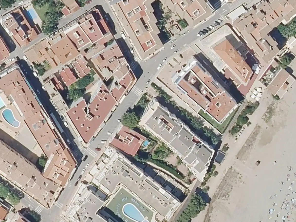 Vue aérienne de Las Margaritas et de ses environs, dans le secteur du Cargador et du centre d'Alcossebre