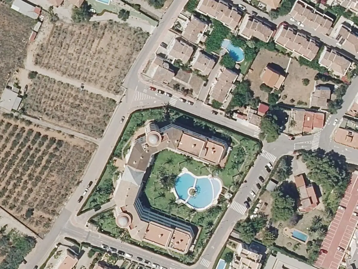 Vue aérienne de Las Terrazas et de ses environs, dans le secteur du Cargador et du centre d'Alcossebre