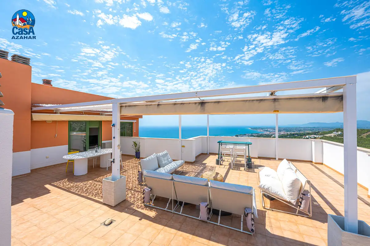 Terrasse avec vue sur la mer d'un appartement de la résidence Mirador al Mar, Alcossebre