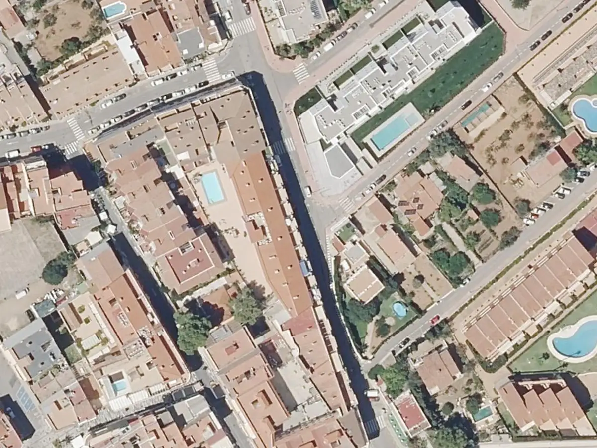 Vue aérienne de Salsadellans et de ses environs, dans le secteur du Cargador et du centre d'Alcossebre